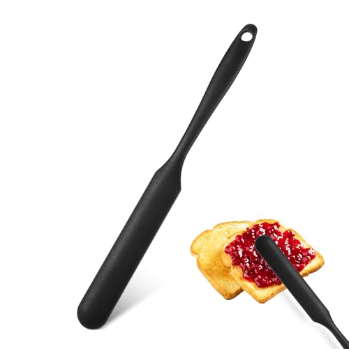 Simarro Silicone Baking Scraper, Long Handle Jar Shovel, Heat Resistant, Multifunctional Kitchen Tool, Black