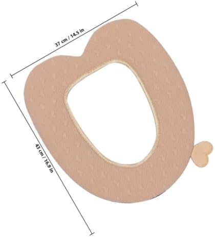 Toilet Seat Cover with Handle Khaki Plush Warm Soft Bathroom Home - 1