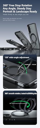 Image of Compatible with Samsung Galaxy A24 4G Case Cover,Compatible with Samsung Galaxy A24 4G Built-in 360Rotating Magnetic Mount Matte Translucent Phone Protective Case Black
