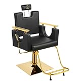 LUXMARS Heavy Duty Barber Chair, 360° Swivel Reclining Salon Chair for Hair Stylist, Height Adjustable Hydraulic Hairdressing Chair with Footrest for Barber Shop, Beauty Salon, Hairdressers