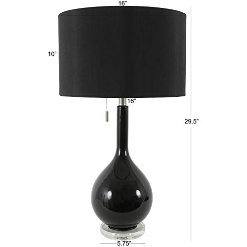 Decor Therapy Tl18982 Raegan Table Lamp, Black Glass With Crystal Base #TOP20