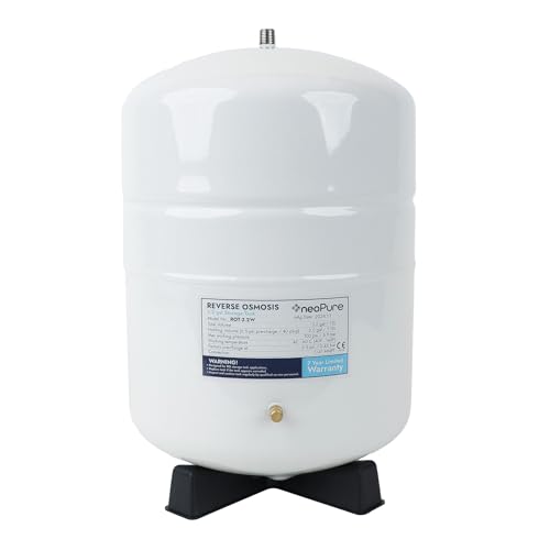 Neo-Pure Reverse Osmosis Storage Tank - White Powder-Coated Stainless Steel RO Water Tank Durable and Resistant for Filtration Systems (White 3.2 Gallon)