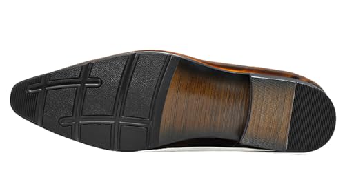 Santimon Mens Leather Slip-On Loafers | Pointed Toe Crocodile Texture Business Casual Dress Shoes| Breathable Comfort Office Penny Loafers2