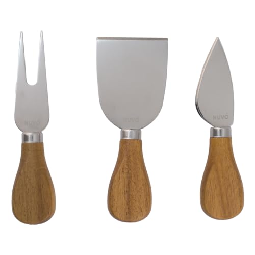 Catálogo de Tenedores para queso Top 5. 42 Nuvó 1795-16 Juego De 3 Mini Cuchillos Para Queso Multiusos Con Tabla De Madera, Colección de Mini Cuchillos, Rebanador de Pizza, Tenedor, Set de Cuchillos para Cocina, 3 Piezas