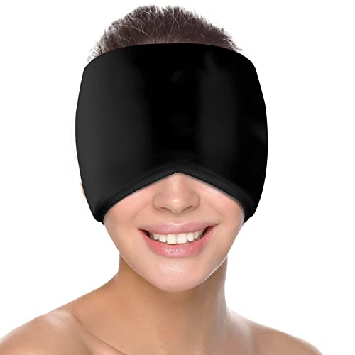 Necmuaih Gel Ice Migraine Cap & Headache Relief Hat, Cold Therapy Headache Relief Cap, Comfortable & Form Fitting Migraine Relief Hat,Ice Head Wrap Mask For For Puffy Eyes, Tension, Sinus #TOP17