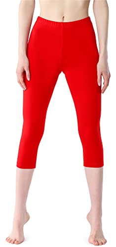 Bellivalini Leggings 3/4 Pantaloni Capri Donna BLV50-204 (Rosso, M)