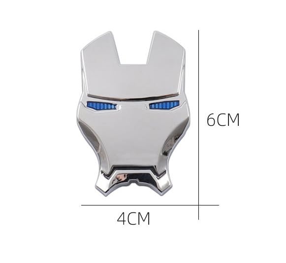 Image of JVCV 3D Metal Iron M face Sticker Chrome Logo Decal Emblem Badge for All Cars Bikes Laptops Headphones Helmets Home Office Accessory (Iron M Face, Silver-Red Eyes)