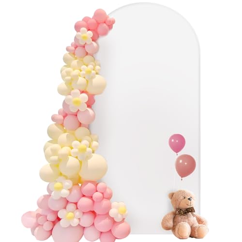 JEBUTU 1,2 x 2,2 m arco de fondo blanco, parte superior redonda, cubierta de arco de boda para bodas, fiestas, cumpleaños, baby shower, banquete (4 x 7,2 pies)