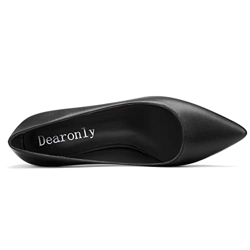 DearOnly Womens Pumps Pointed Toe Slip On Low Kitten Heel Matte Dress Shoes Shopping Office Cute 1.5 Inch4