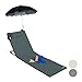 Produktbild Relaxdays Strandmatte, gepolsterte Strandliege XXL m. Sonnenschirm, 3-stufig verstellbar, Kopfkissen, tragbar, anthrazit