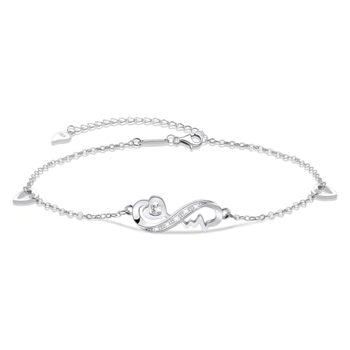 Cheerslife Infinito Amore Cavigliera per Donna Argento Cavigliera Bracciale con Cuore Vuoto Estate Spiaggia Catena Piedi, Regolabile Cavigliera