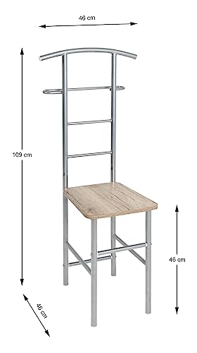 HAKU Möbel Herrendiener alu, eiche San Remo, MDF, Metall - Maße: B 46 cm x H 109 cm x T 46 cm, Style: Modern