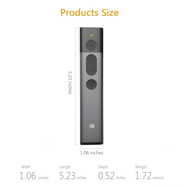 High-Tech Place Doosl DSIT032 2.4GHz Wireless Presenter PowerPoint Représentation du clicker Télécommande Pointeur Laser Vert, Distance de contrôle: 100m