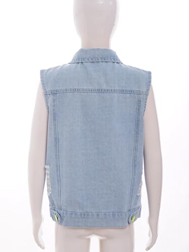 Loyan Little Boys Girls Ripped Denim Gilet 2-12 Years Sleeveless Vest Jacket Distressed Waistcoat3