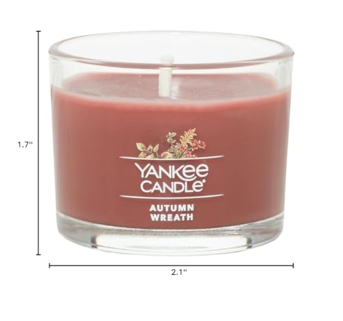 Yankee Candle Signature Votive Mini Candle Jar, Autumn Wreath Scent, Natural Soy Wax Blend Candle with Natural Fiber Wick, 1.3 OZ Glass Jar (Pack of 4)
