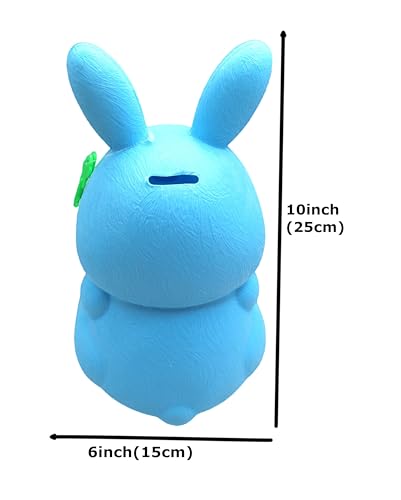 Image of Piggy Bank Toy for Kids with Lock & 2 Keys - Bunny Rabbit Shaped Coin Bank for Boys & Girls | BIS Certified Plastic Gullak | Money Saving Bank Gift for Toddlers 3+ Years | Made in India (Blue)