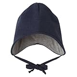 Ecoable Kids Winter Hat with Ear Flaps, Organic Merino Wool Beanie | Warm Cotton-Lined Cap with Chin Strap for Boys and Girls (Size 2, Indigo)