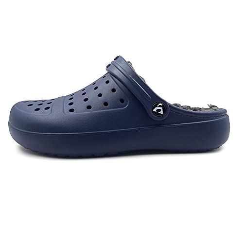 Amoji Unisex Winter Fleece Clog Fur Lined Garden Shoes House Slippers D88182