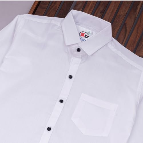 Image of Vikita Enterprise Kid Boy's Cotton Solid Shirt with Spread Collar Neck Full Sleeves Button Closure Curved Length and One Pocket | Shirt For Kids Boys