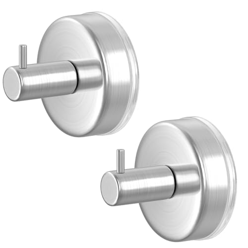 Image of HUFEEOH Suction Cup Hooks for Shower, 2 Pack Wall Hooks Shower Towel Hook Towel Holder for Hanging, Removable Towel Suction Cup Hooks Bathroom Towel Hook for Towels (Silver)