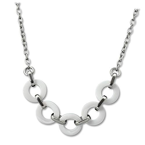 SterlinX Amello Damen Halskette Edelstahl Keramik 50cm Ring Schmuck Silber weiß D1ESKX01W Edelstahl Halsschmuck von Amello für die Frau Cover