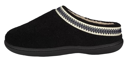 Clarks Indoor and Outdoor Black Slipper Cozy Wool Mule Slip-On Fur Lined Clogs (Black, 9)