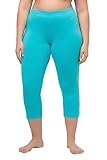 elastic waist Ulla Popken Damen Caprihose, 7/8-länge, Elastikbund, Bis Gr. 66/68 Hose, Tiefes Aqua, 46-48 EU