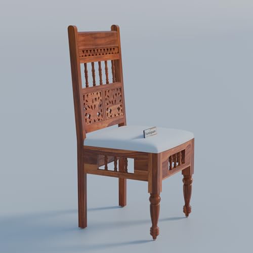 Image of Solid Sheesham Wood 6 Seater Dining Table Set | Six Seater Dinner Table with 6 Cushions Chairs | Dining Table Set 6 Seater for Living Room, Kitchen & Home | Honey Finish