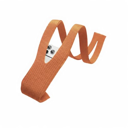 Image of iPhone Pocket features a singular 3D-knitted construction designed to fit any iPhone a beautiful way to wear and carry nitted Scarf with Contrast Stripe Detail, Unisex, (Orange) (Long)
