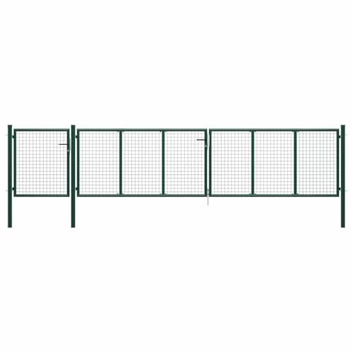 vidaXL Portail de Jardin en Acier Vert - Porte, Portillon, Barrière pour Terrasse, Patio, Extérieur - 500x100 cm