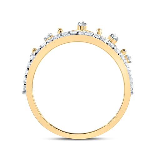 Jewels By Lux 14Kt Yellow or White Gold 1/3 Ctw Natural Diamond Fashion Crown Ring, Womens Size: 5-94