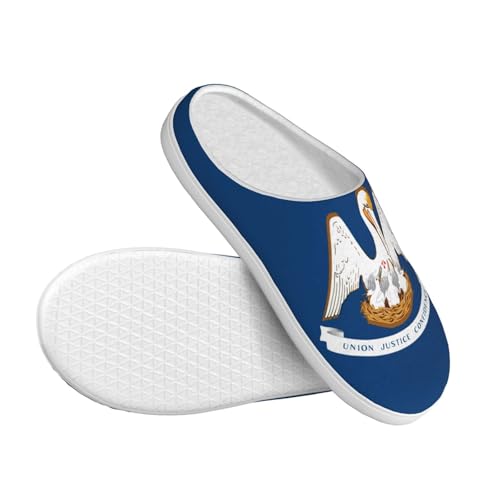 Cozy Louisiana State Flag print Slippers Indoor and Outdoor Fuzzy House Shoes Anti-Skid Sole Gifts for Women Indoor Scuff3