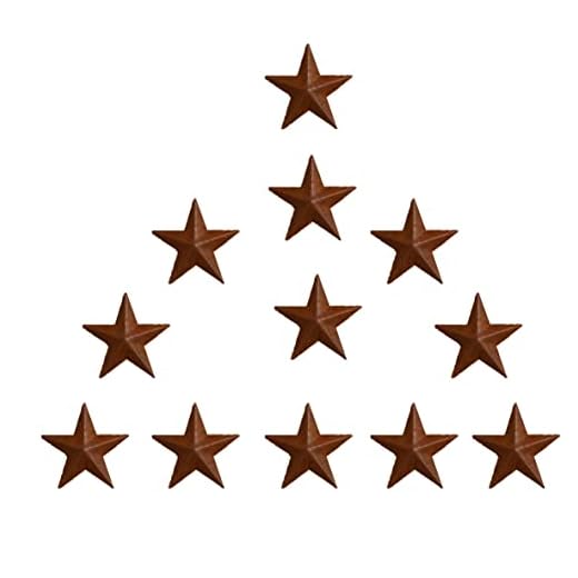 Artesanato de estrela enferrujada de 5 cm, estrelas primitivas de metal rústico, decoração de parede de estrelas pequenas de casa de fazenda, estrelas de celeiro de aço de estanho, enfeite de casa país rústico vintage presente decoração de parede para casa conjunto de 24