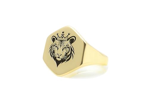 Bague en forme d'hexagone personnalisable : le cadeau idéal au style tigre