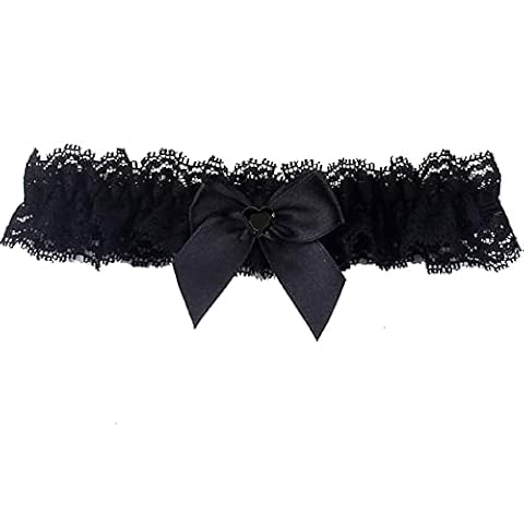 Ealafee 2020 Sexy Lace Wedding Garters for Bride with Bow Party Prom Leg Garter (One Size, 0-black heart), (GAT08) Cover