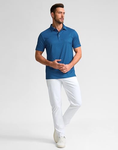 Image of Obla Mens Golf Polo Shirts Short Sleeve Dry Fit Performance Moisture Wicking Casual Print Collared Golf Shirts for Men