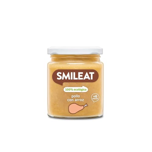 Smileat - Tarrito infantil de Pollo con Arroz - para Peques +6 Meses - Sin Azúcar ni Sal Añadido - Materia Prima de Calidad. Textura Suave y Fácil de Comer - 230g