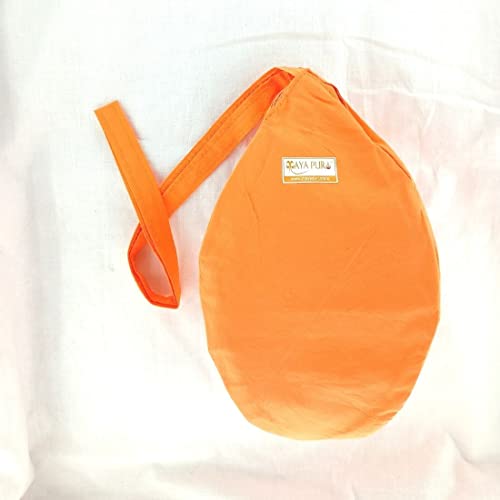Image of Original Pure Cotton Gomukhi Japa Mala Bag /Chanting Bag or Beads Bag /Jholi /Thole with Zip Pocket and Sakshi Mala Counter (Saffron Bhagwa)