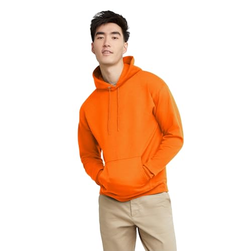 Image of Hanes Men's, EcoSmart, Cotton-Blend Hooded Sweatshirt, Plush Fleece Pullover Hoodie
