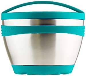 Kid Basix Safe Bowl, Reusable Stainless Steel Lunchbox Container for Adults, Thermos for Hot & Cold Food Storage, Dishwasher Safe, 16oz Teal