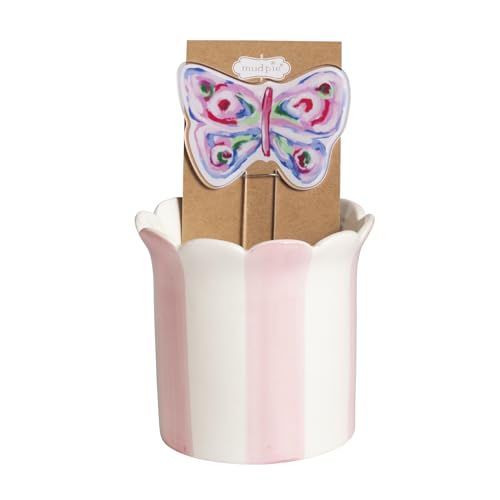 Mud Pie Ceramic Butterfly Pot with Plant Stake