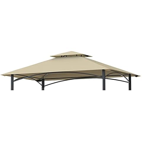 2.4 x 1.5 m Replacement Canopy Only Suit for Bigzzia BBQ Gazebo Double Tiered UV Resistant Grill Shelter Cover