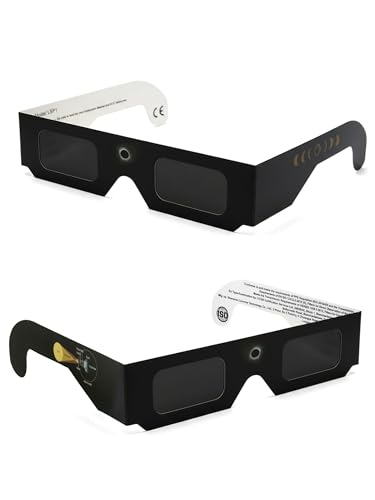 SPORTS WORLD VISION Solar Eclipse Glasses, ISO 12312-2 & CE Certified, Perfect Paper Glasses, Safe Shades for Direct Sun Viewing, Black, 1 Pack