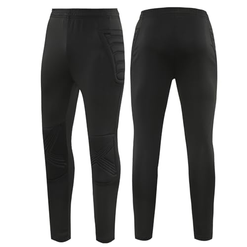 Soccer Goalkeeper Pants Pro with Protection Pads Padded Soccer Goalie Pants Boys Goalkeeper Pants Kids Youth Black