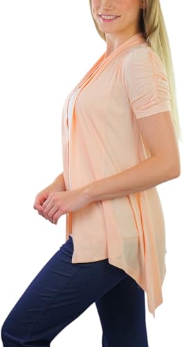 Image of ToBeInStyle Womens Open Front Casual Shrug Lightweight Layering Cardigan Sleeveless or Short Sleeve