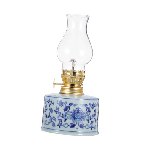BATHVEVE Chamber Kerosene Lamp Vintage Porcelain Lantern Decorative Home Lighting Emergency Oil Lantern Rustic Style Ambience