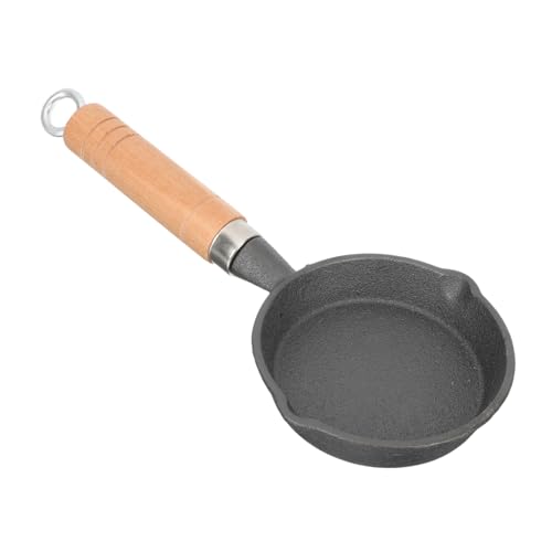 VALICLUD Sartén De Hierro Fundido Mini 11 Cm De Diámetro y 2,5 Cm De Alto, Olla Pequeña Para Aceite Mango Largo, Adecuado Para Picnic, Camping y Cocina Doméstica, Sartén Para Huevos Exteriores