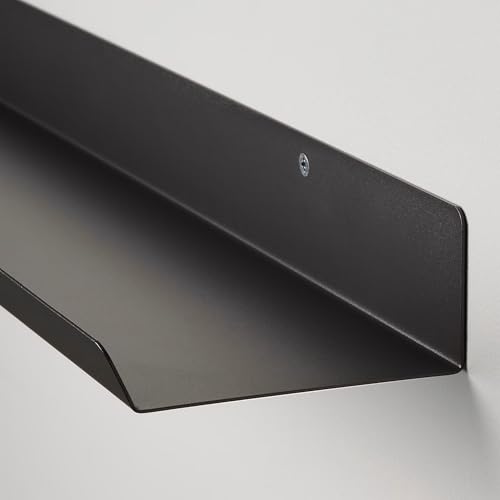 Image of 24 Inch Set 3 Black Wall Shelf - Metal Floating Shelf for Wall, Wall Mounted Shelves, Modern Wall Shelf for Bedroom & Living Room Storage, Minimalist Wall Mount Shelf (60.96 CM Long X 24 CM deep)