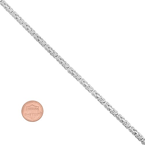 3.3mm Solid .925 Sterling Silver Flat Byzantine Chain Bracelet, 8 inches - Image 4