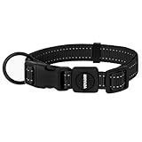 Best Pet Supplies Voyager Reflective Dog Leash or Collar with Neoprene Handle, for Small, Medium, and Large Breed Puppies, Cute and Heavy Duty for Walking, Running and Training - Black, M